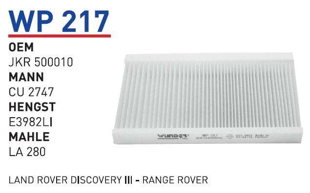 WUNDER WP217 POLEN FİLTRESİ - LAND ROVER DiSCOVERY III - RANGE RO