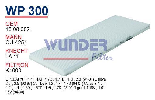 WUNDER WP300 POLEN FİLTRESİ - OPEL ASTRA F 91-98 - CALiBRA - TiGR