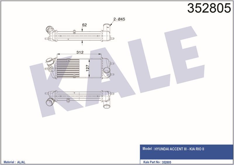 Kale 352805 Intercooler Accent Iıı Rıo Iı 1.5 Crdı 05-