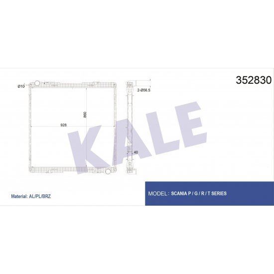 Kale 352830 Radyatör Al/Pl/Brz Scanıa P-G-R-T Serıes 860×928×40