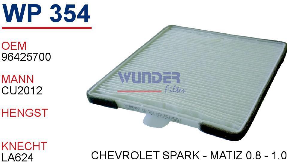 WUNDER WP354 POLEN FİLTRESİ - CHEVROLET SPARK - MATİZ 0.8 - 1.0