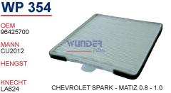 WUNDER WP354 POLEN FİLTRESİ - CHEVROLET SPARK - MATİZ 0.8 - 1.0