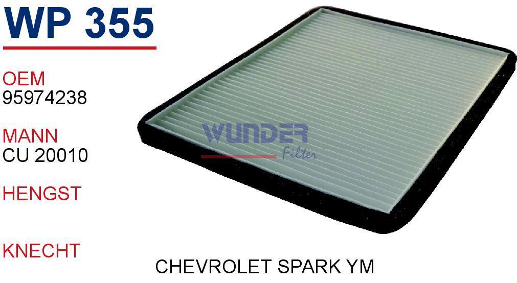WUNDER WP355 POLEN FİLTRESİ - CHEVROLET SPARK 1,0 - 1,2