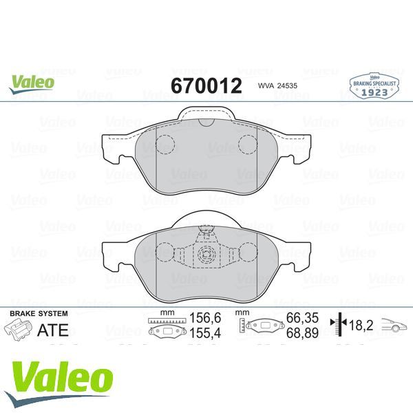 VALEO 670012 ÖN BALATA MGN II SCENIC 15 DCI/1.6 16V 03=- CLIO III