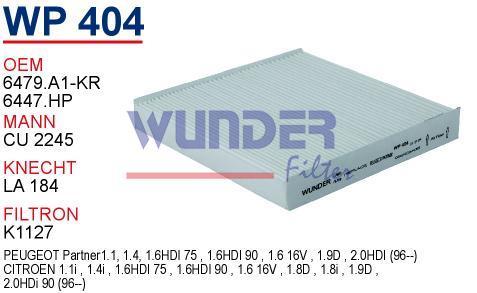 WUNDER WP404 POLEN FİLTRESİ - PEUGEOT PARTNER II 03-