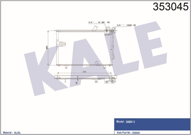 Kale 353045 Klima Radyatörü (570×355×35) Bmw 5 (E34) 3.6 3.8 88-9
