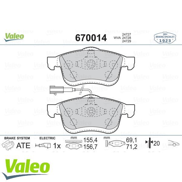 VALEO 670014 ÖN BALATA DOBLO 1.4 1.3D 1.6D 2.0D 10=- COMBO 1.4 12