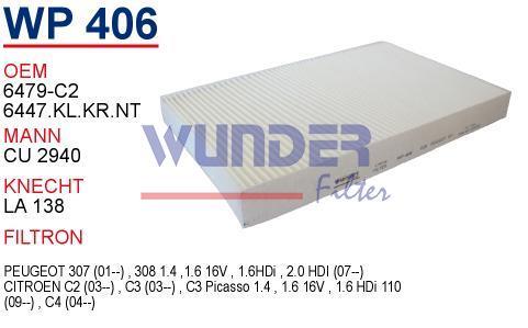 WUNDER WP406 POLEN FİLTRESİ - PEUGEOT 307