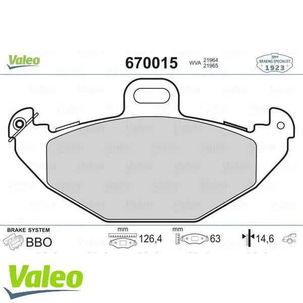 VALEO 670015 ARKA BALATA LGN 1.6 1.8 1.9DCİ 2.0 16V-2.2 3.0 (93-0