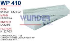 WUNDER WP410 POLEN FİLTRESİ - CITROEN BERLİNGO III Y.M 08- KISA T