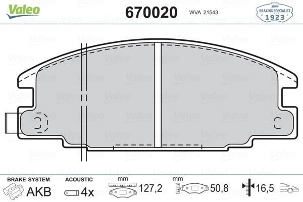 VALEO 670020 DİSK FREN BALATASI ÖN GDB892 CAMPO 1987-FRONTERA A 1
