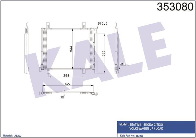 Kale 353080 Klima Radyatörü Seat Mıı Skoda Cıtıgo-Volkswagen Up-L