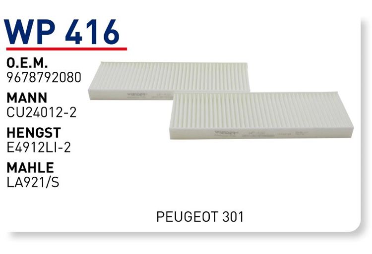 WUNDER WP416 POLEN  FİLTRESİ - PEUGEOT 301