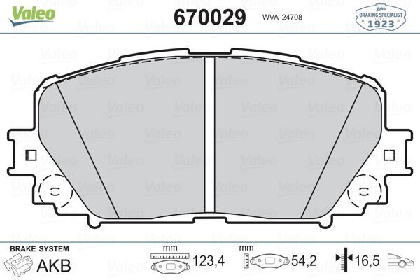 VALEO 670029 ÖN BALATA TOYOTA YARIS 1.0 VVT-I (05=-1.8 VVTI (01/2