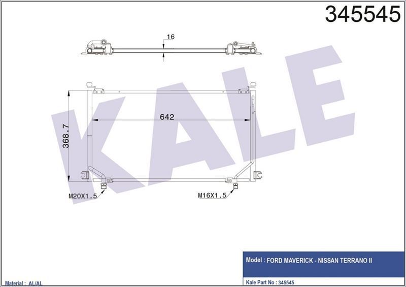 Kale 345545 Radyatör Klima Terrano 2.4 1996 Sonrası 2.7 1993 Sonrası Kurutucu Ile 9