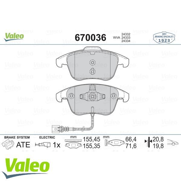 VALEO 670036 ÖN BALATA TIGUAN-Q3 10=-(GDB1762)