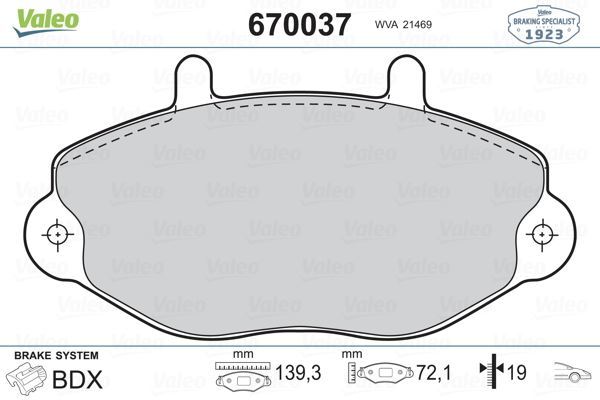 VALEO 670037 ÖN BALATA TRANSİT T15 2.0 2.5 DI 2.5TD 2.5 TDİ (09.9