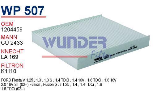 WUNDER WP507 POLEN FİLTRESİ - FORD FiESTA V - FUSiON 1.6 TDCI - F