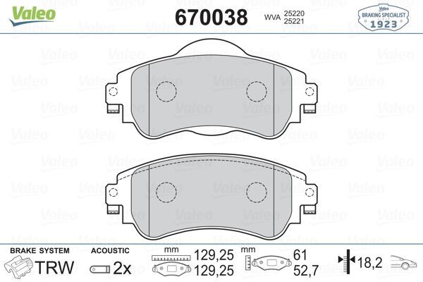 VALEO 670038 ÖN BALATA C4 (B7) 1.4 VTI (09=- C4 1.6 HDI (11/2009=