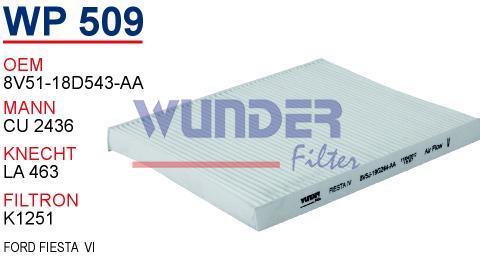 WUNDER WP509 POLEN FİLTRESİ - FORD FİESTA VI-VII - B-MAX 1,5-1,6