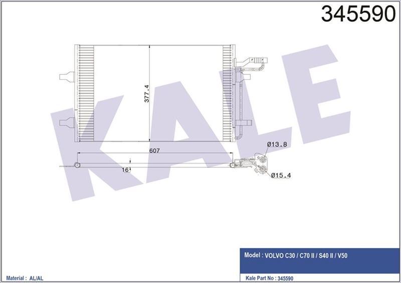 Kale 345590 Klima Radyatörü S40 2004 Sonrası C30 2006 Sonrası C70 05-