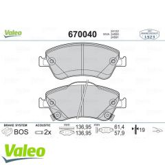VALEO 670040 ÖN BALATA AURIS-COROLLA 1.3 1.4D-1.4 VVTI-1.6 VVTI-1