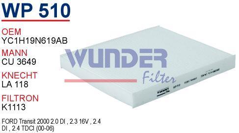 WUNDER WP510 POLEN FİLTRESİ - FORD TRANSiT V 347