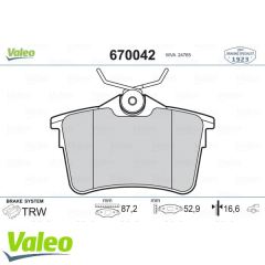 VALEO 670042 ARKA BALATA P308 SW 1.4 16V-1.6 16V-2.0-1.6 HDI-2.0