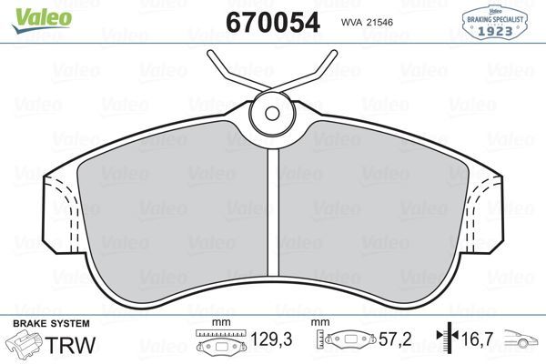 VALEO 670054 ÖN BALATA ALMERA II (N16) 1.5 1.8 2.0Dİ 00=- 1.5DCİ