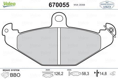 VALEO 670055 ARKA BALATA R21 (86-94) LGN (93-01) SAFRANE (92-01)