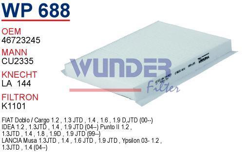 WUNDER WP688 POLEN FİLTRESİ - FiAT DOBLO - PUNTO II-III - iDEA