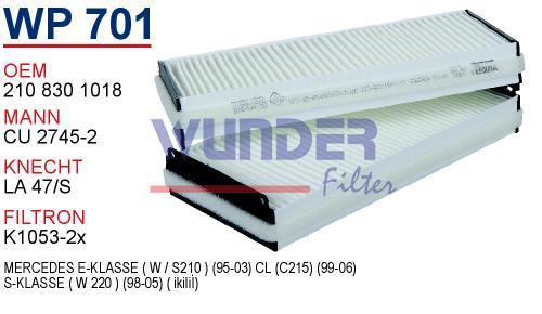 WUNDER WP701 POLEN FİLTRESİ - MERCEDES 210 KASA E200 - E220 (iKiL