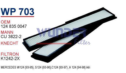 WUNDER WP703 POLEN FİLTRESİ - MERCEDES 124 KASA EKLASS (iKiLi)