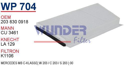 WUNDER WP704 POLEN FİLTRESİ - MERCEDES 203 KASA C - CLK KLASS