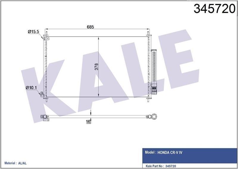 Kale 345720 Klima Radyatörü Honda Crv 2.0 2.0Awd  2012 Sonrası 703X393X16 M