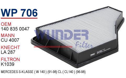 WUNDER WP706 POLEN FİLTRESİ - MERCEDES 140 KASA S KLASS