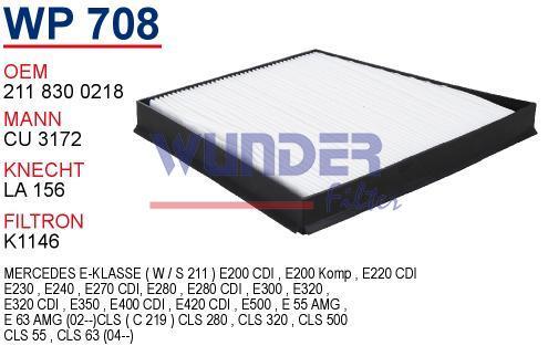 WUNDER WP708 POLEN FİLTRESİ - MERCEDES 211 KASA EKLASS