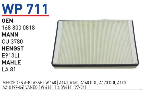 WUNDER WP711 POLEN FİLTRESİ - MERCEDES 168 KASA A KLASS - VANEO