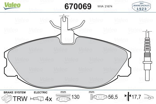 VALEO 670069 ÖN BALATA FİŞLİ P406 2.0-2.1 TD ( 94-04 ) 306 GTİ (9