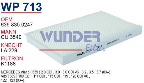 WUNDER WP713 POLEN FİLTRESİ - MERCEDES ViTO II - ViANO