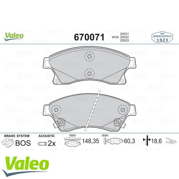 VALEO 670071 ÖN BALATA (15 INC) ASTRA J 1.3 CDTI-1.4-1.4 TURBO-1.
