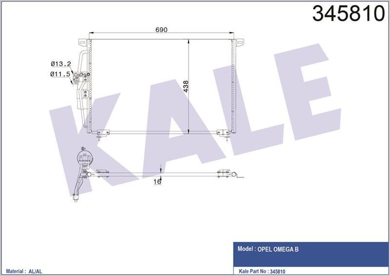 Kale 345810 Klima Radyatörü Omega B 1994 Sonrası 665X450X16