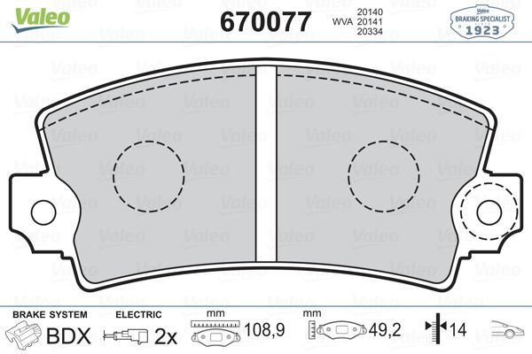 VALEO 670077 ÖN BALATA FİŞLİ R12 C15 VISA (82-91)