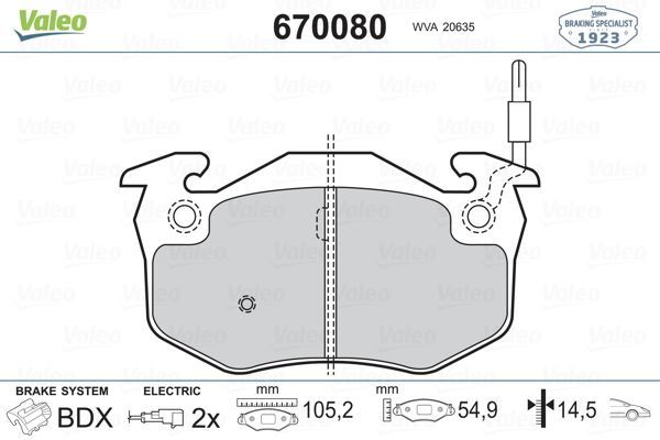 VALEO 670080 ÖN BALATA FİŞLİ TWNGO 1.2 96=- R5  (72-95)