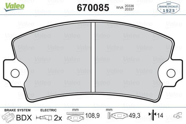 VALEO 670085 ÖN BALATA FİŞLİ R12 C15 VISA (82-91)