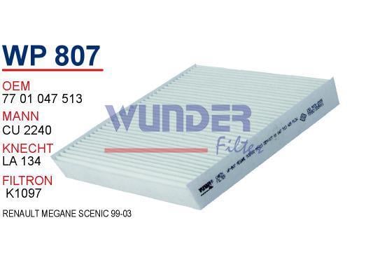 WUNDER WP807 POLEN FİLTRESİ - RENAULT MEGANE SCENiC 99-03