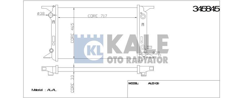 Kale 345845 Su Radyatörü Q5 08-12 3.0 Tdı At 720X470X32