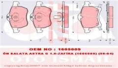 Trw Gdb1350 Fren Balatası Ön Astra G 1.8 2.0Cc 1998-2004 Zafıra A 99-
