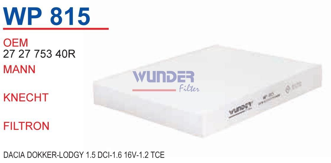WUNDER WP815 POLEN FİLTRESİ - DACİA DOKKER - LODGY 1,5 DCİ -1,6 1