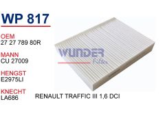 WUNDER WP817 POLEN  FİLTRESİ - RENAULT TRAFFİC III 1,6 DCİ